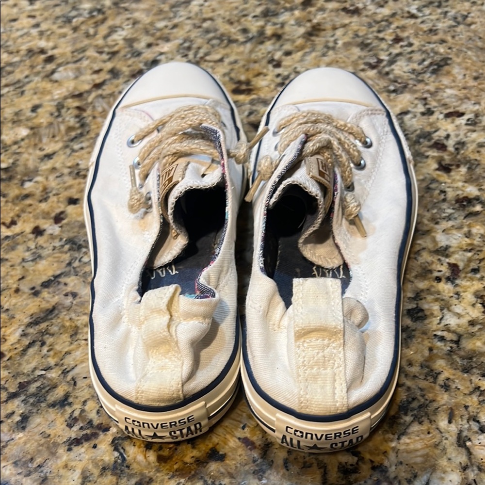 Converse Cream Canvas Sneakers Classic Low-Top Design - Picture 3 of 5